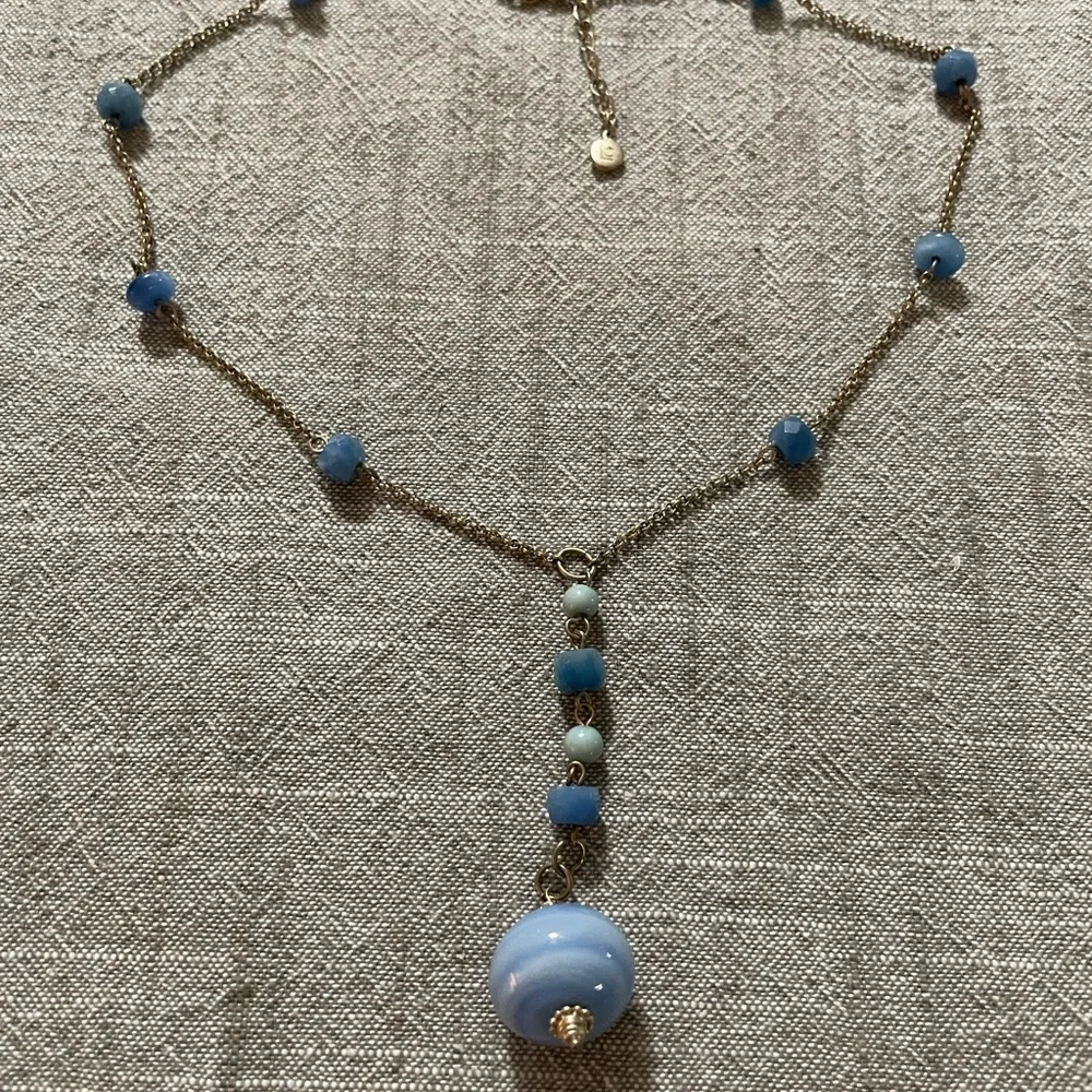 LC Lauren Conrad Blue Beaded Necklace with Pendant